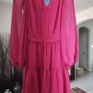 CeCe Pink Long Sleeve Dress